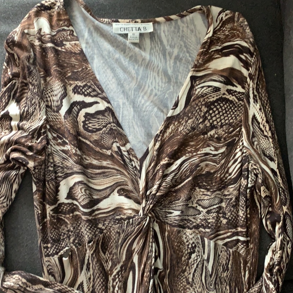 VTG Chetta B jersey dress wood pattern sz 10